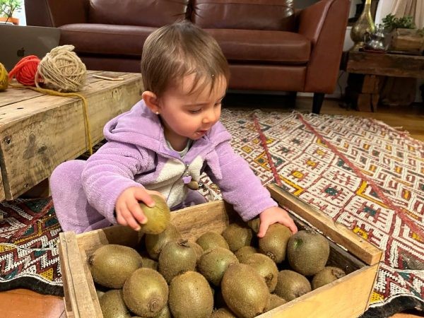 Fotografía Comité del Kiwi. La pequeña disfruta de los kiwis producidos por Jaime Berenguer